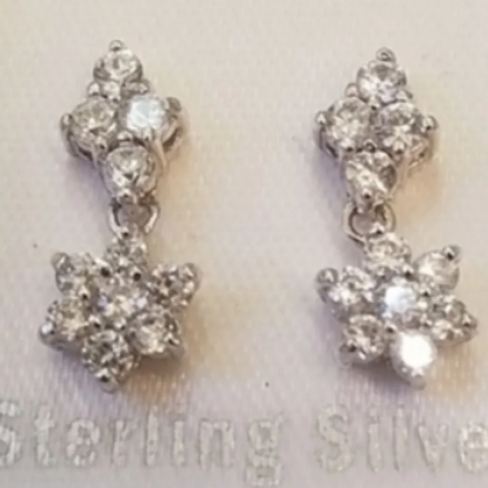 CZ Sterling Silver Drop Earrings